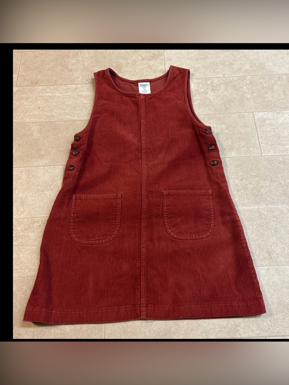 Old Navy Corduroy Girls 8/9 Dress Red/ Orange Fall Colors Buttons Pockets Kids